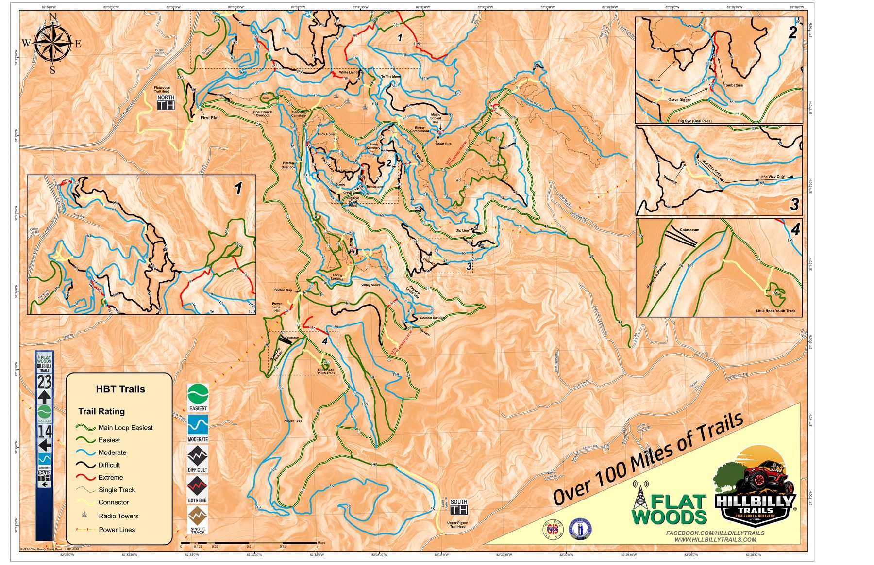 Hillbilly Trails Flatwoods map for side-by-sides, ATVs, and dirt bikes
